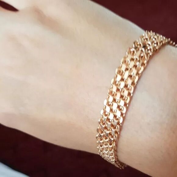 💎206💎 18K Gold Plated Rolo Chunky Link Bracelet - Picture 3 of 16